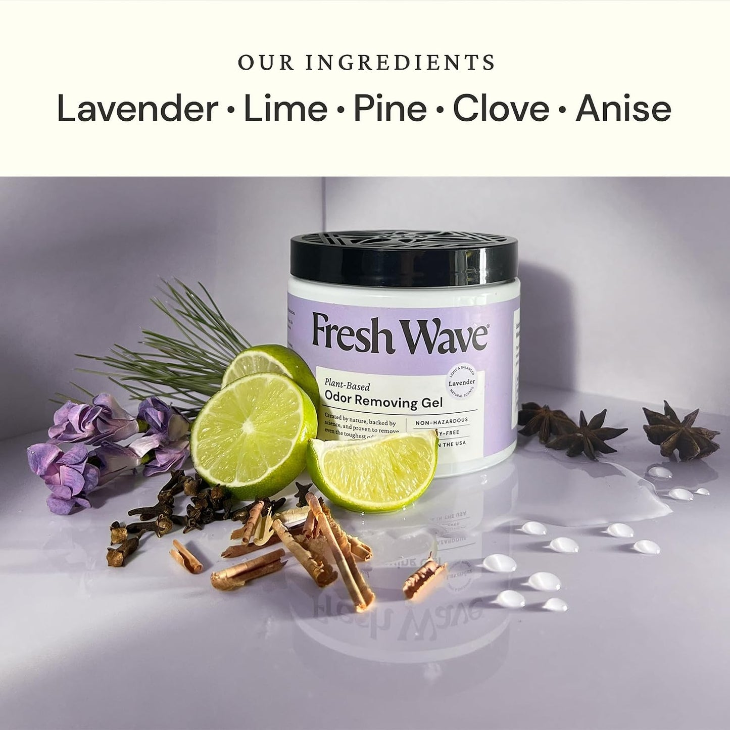 Lemon Odor Eliminator Gel 3-Pk 7 oz - Air Freshener for Home | Plant-based essential oils. Lasts 15-30 days per jar. No plug-in needed. Pet-safe, closet and bathroom deoderizer.