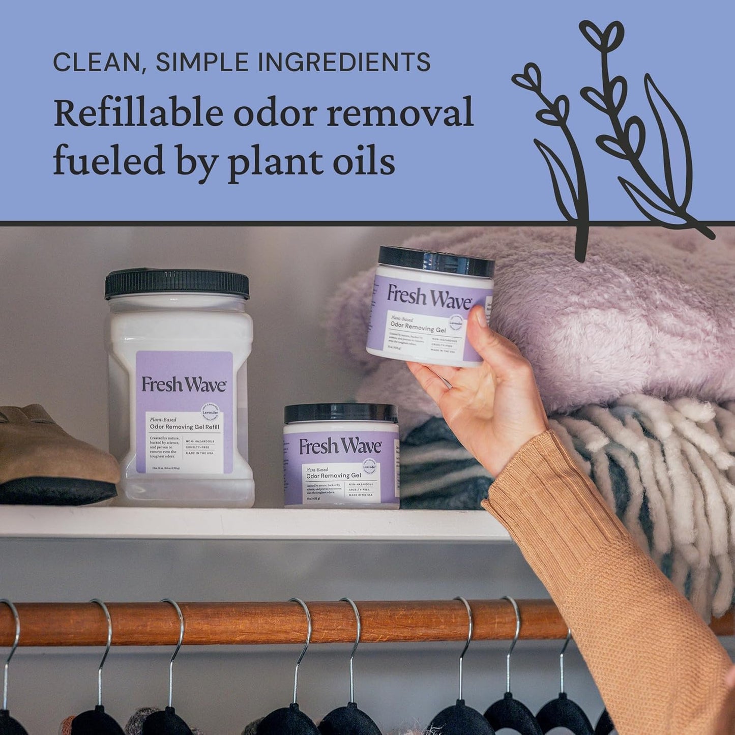 Lemon Odor Eliminator Gel 3-Pk 7 oz - Air Freshener for Home | Plant-based essential oils. Lasts 15-30 days per jar. No plug-in needed. Pet-safe, closet and bathroom deoderizer.