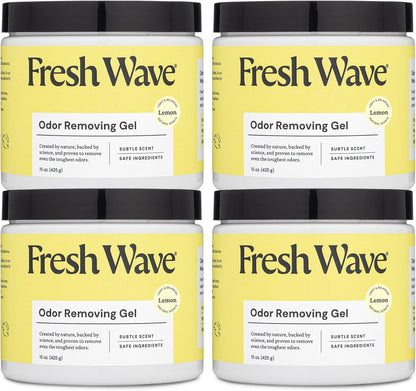 Lemon Odor Eliminator Gel 3-Pk 7 oz - Air Freshener for Home | Plant-based essential oils. Lasts 15-30 days per jar. No plug-in needed. Pet-safe, closet and bathroom deoderizer.
