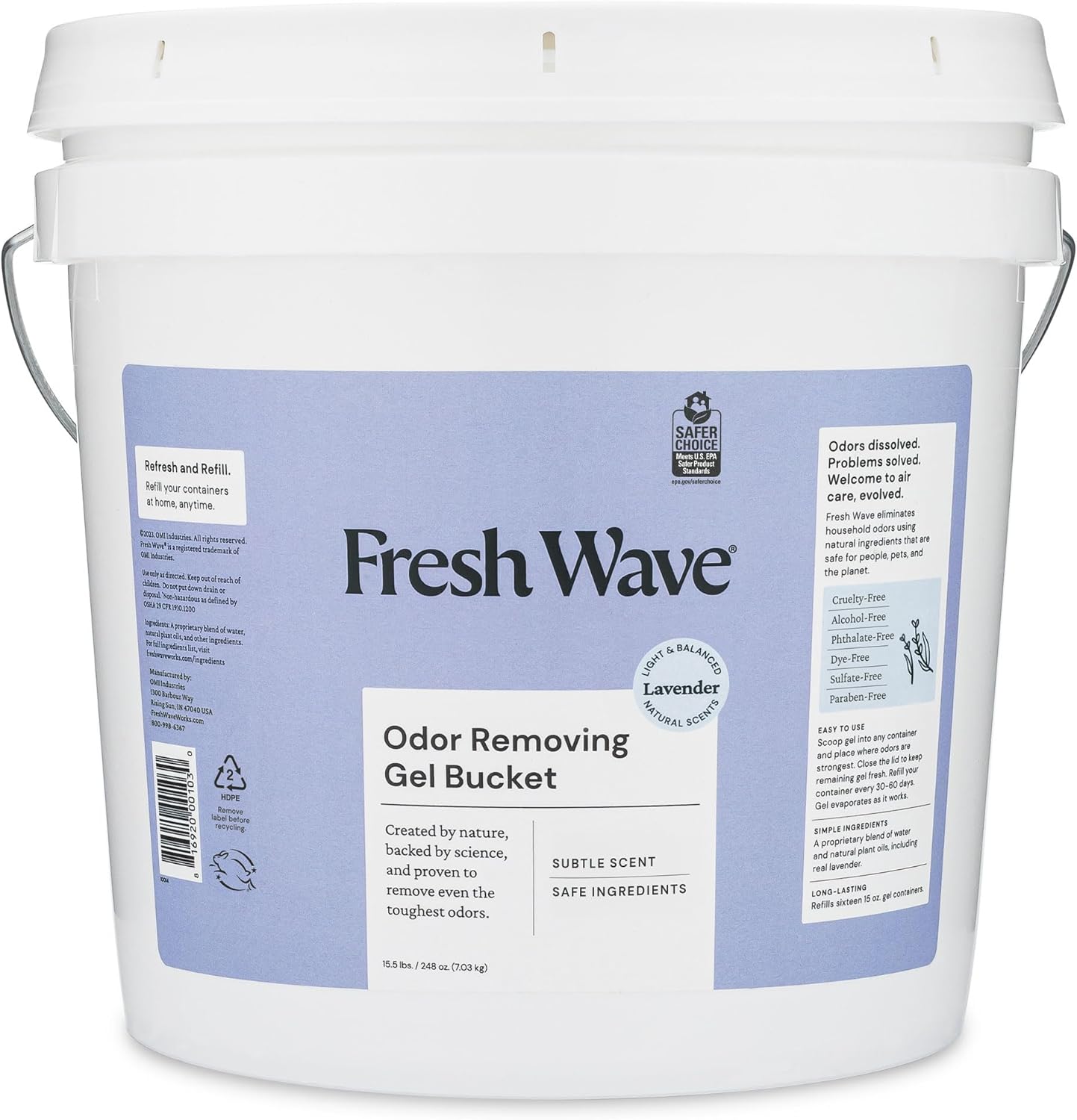 Lemon Odor Eliminator Gel 3-Pk 7 oz - Air Freshener for Home | Plant-based essential oils. Lasts 15-30 days per jar. No plug-in needed. Pet-safe, closet and bathroom deoderizer.