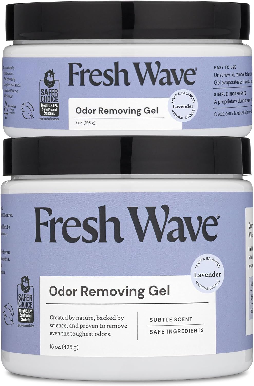 Lemon Odor Eliminator Gel 3-Pk 7 oz - Air Freshener for Home | Plant-based essential oils. Lasts 15-30 days per jar. No plug-in needed. Pet-safe, closet and bathroom deoderizer.