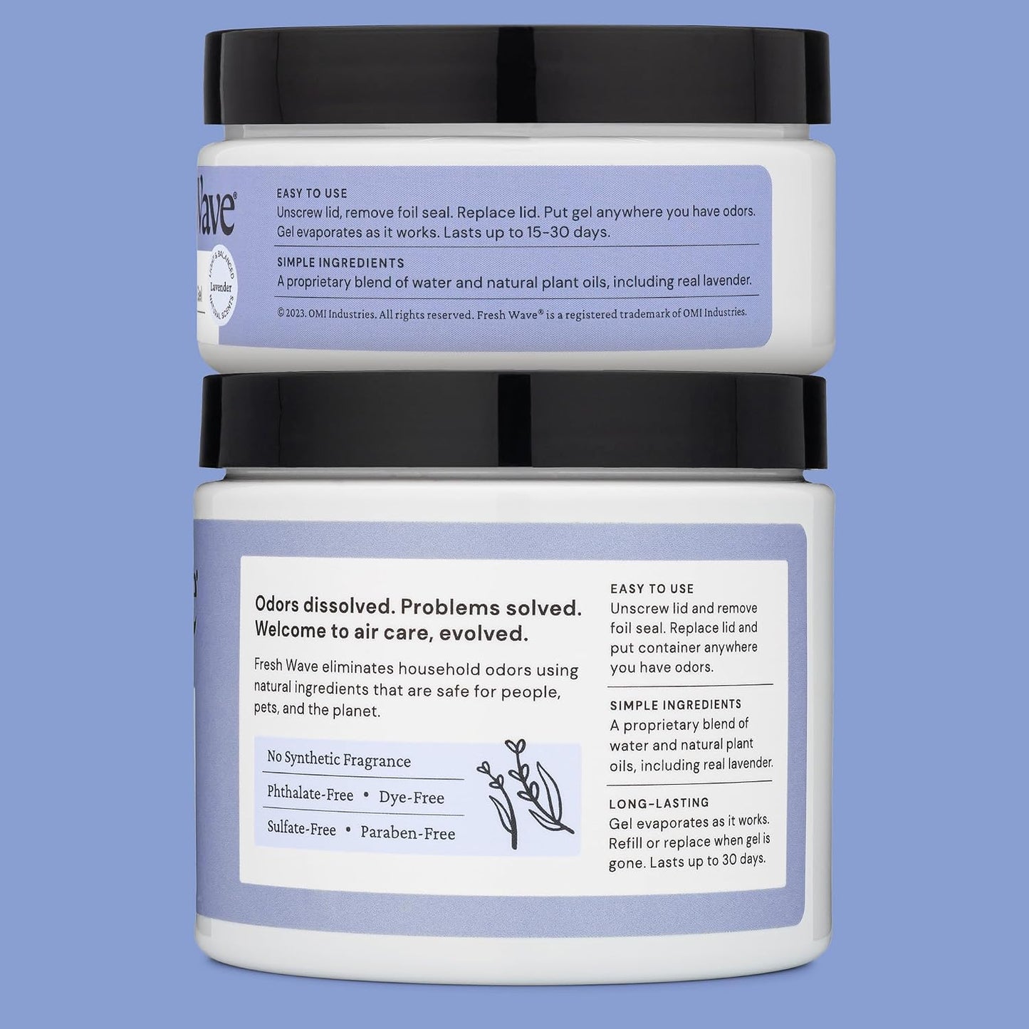 Lemon Odor Eliminator Gel 3-Pk 7 oz - Air Freshener for Home | Plant-based essential oils. Lasts 15-30 days per jar. No plug-in needed. Pet-safe, closet and bathroom deoderizer.