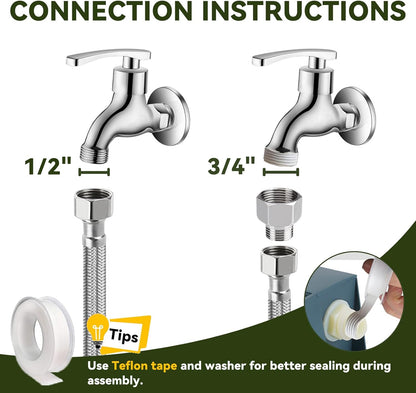 Automatic Dog Water Dispenser with 59" Metal Water Pipe, Auto Fill Dog Water Bowl for 3/4" or 1/2" Male End Faucet, Large Automatic Waterer for Dogs Cats Chicken Pigs Livestock