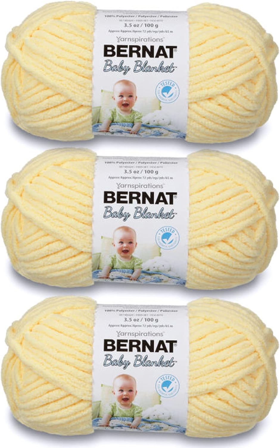 Baby Blanket Baby Yellow Yarn - 3 Pack of 100g/3.5oz - Polyester - 6 Super Bulky - 72 Yards - Knitting/Crochet