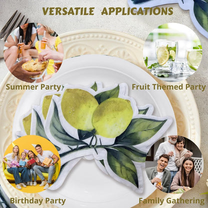 50ct 3-Ply Yellow Cocktail Napkins – Fun Lemon Shaped Party Paper Napkins Perfect for Summer Parties, Birthday, Garden, or Picnic Decorations, Disposable Paper Napkins