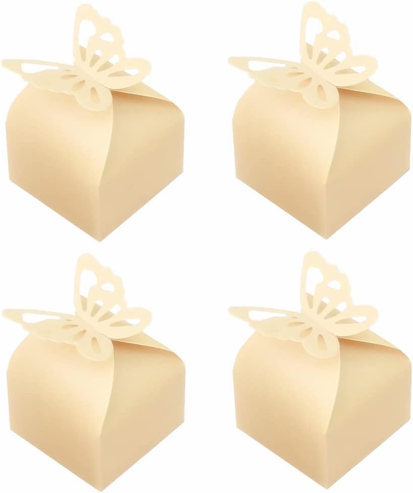 50 Yellow Butterfly Favor Boxes Baby Shower Candy Boxes for Weddings | Sturdy paperboard with 3D butterfly design.Perfect for baby shower,bridal shower,party,wedding favors.
