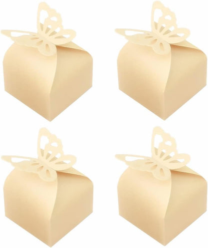 50 Yellow Butterfly Favor Boxes Baby Shower Candy Boxes for Weddings | Sturdy paperboard with 3D butterfly design.Perfect for baby shower,bridal shower,party,wedding favors.
