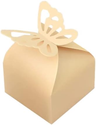 50 Yellow Butterfly Favor Boxes Baby Shower Candy Boxes for Weddings | Sturdy paperboard with 3D butterfly design.Perfect for baby shower,bridal shower,party,wedding favors.