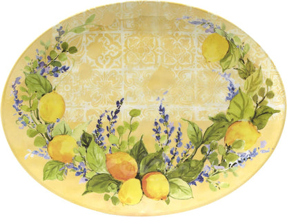 Lemon Zest 2 pc Melamine Platter Serving Set, Multicolor, Large