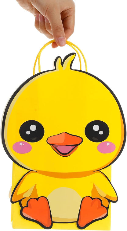24 Pack Duck Party Favor Bags - Yellow Duck Shaped Reusable Gift Bags for Birthdays, Summer Picnic Themed Party Supplies Decorations