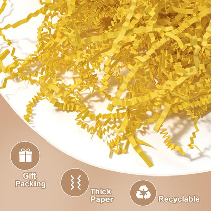 2 LB Crinkle Cut Paper Shred Yellow Shredded Paper for Gift Box | Gift Box Baskets Bag Filler - Confetti Stuffing for Birthday, Holiday Gift Packaging Wrapping