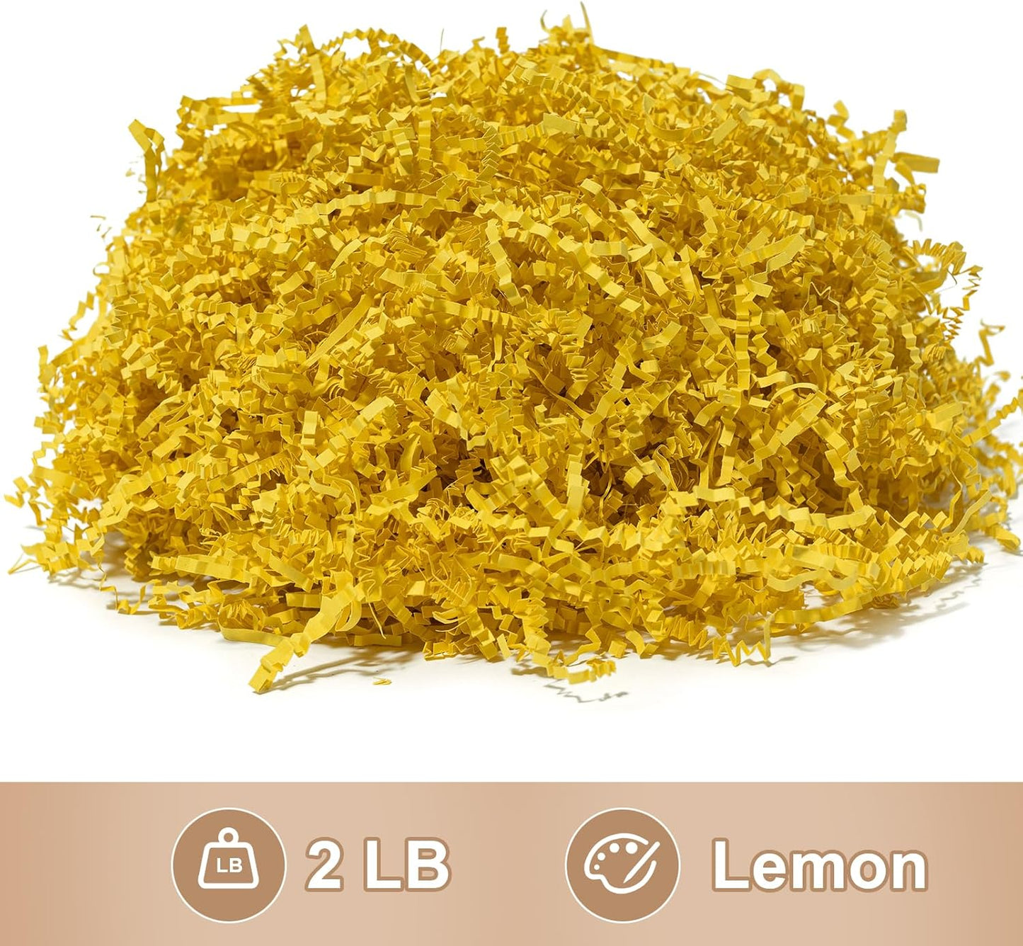 2 LB Crinkle Cut Paper Shred Yellow Shredded Paper for Gift Box | Gift Box Baskets Bag Filler - Confetti Stuffing for Birthday, Holiday Gift Packaging Wrapping