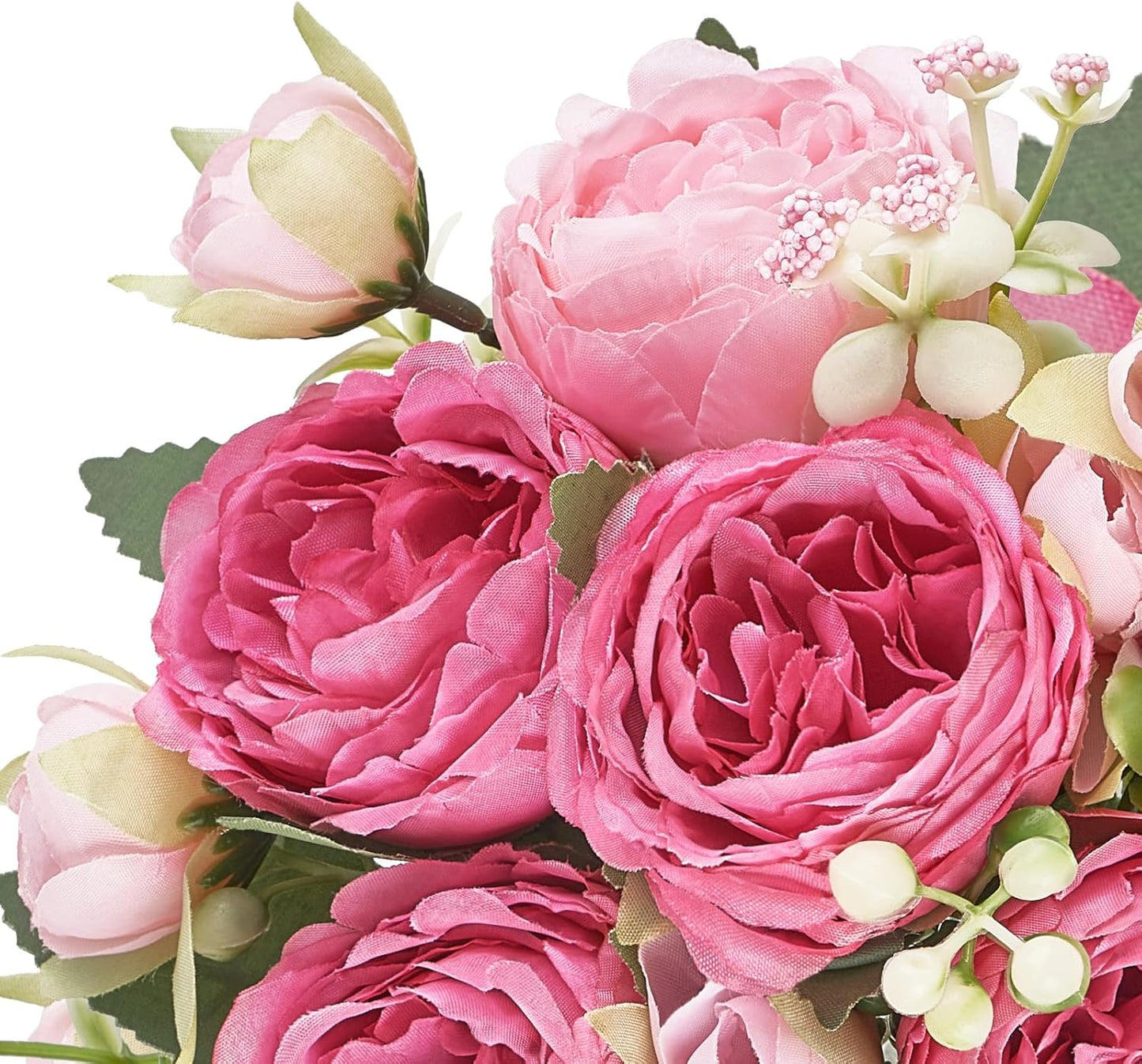 Peonies Artificial Flowers Silk Champagne Fake Flowers Bouquet 2 Pack | Look Real Petals, Bendable Stems, No Wilting, Zero Upkeep, for Dining Table Centerpieces, Kitchen, Party, Indoor Home Decor
