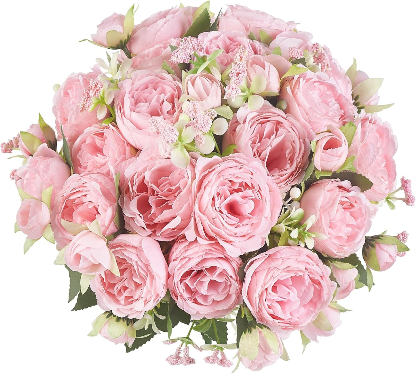 Peonies Artificial Flowers Silk Champagne Fake Flowers Bouquet 2 Pack | Look Real Petals, Bendable Stems, No Wilting, Zero Upkeep, for Dining Table Centerpieces, Kitchen, Party, Indoor Home Decor