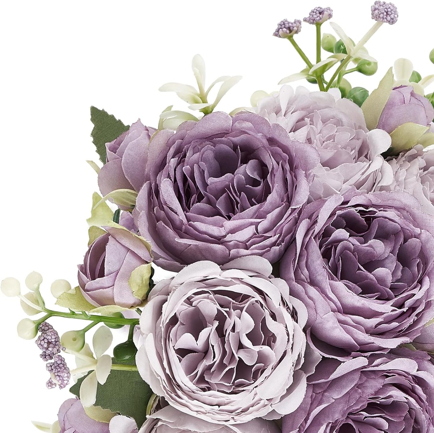 Peonies Artificial Flowers Silk Champagne Fake Flowers Bouquet 2 Pack | Look Real Petals, Bendable Stems, No Wilting, Zero Upkeep, for Dining Table Centerpieces, Kitchen, Party, Indoor Home Decor