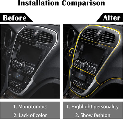 Car Interior Trim Strips,Universal 33ft Car Electroplating Decoration Styling Door Dashboard, Flexible Interior Trim Accessories with Installing Tool(Yellow)
