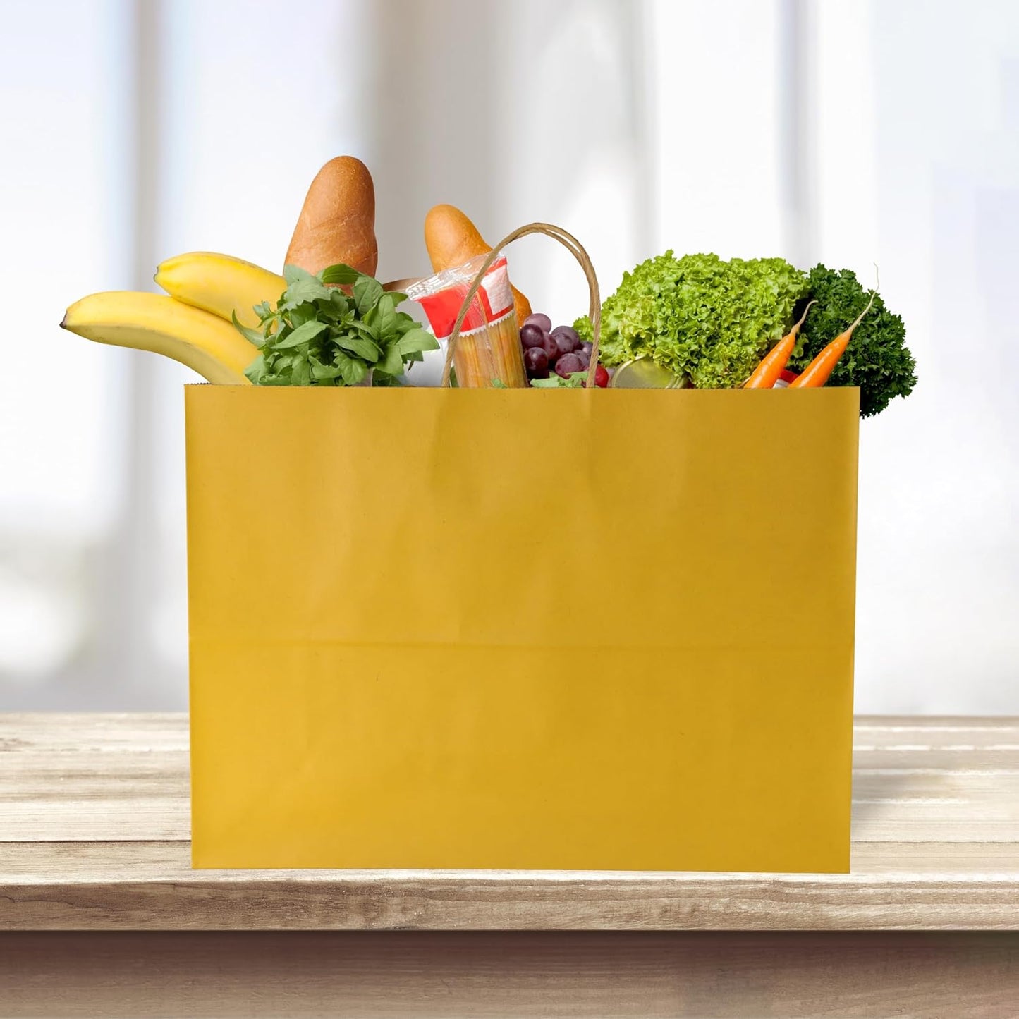 BLEWINDZ 50Pcs Kraft Paper Bags - Large Size 16x6x12 Inches Gift Bags with Handles Bulk – Yellow Goodie Bag Shopping Bag for Grocery Merchandise