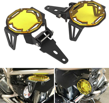 Fog Light Cover, Aluminum Motocycle Fog Light Guard Protective Cover LED Lamp Protector Fit for R1200GS/R1250GS LC(Yellow)