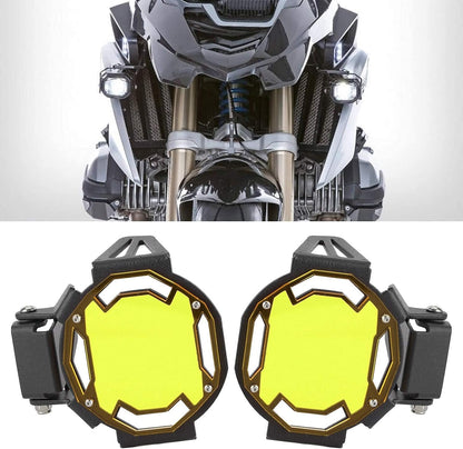 Fog Light Cover, Aluminum Motocycle Fog Light Guard Protective Cover LED Lamp Protector Fit for R1200GS/R1250GS LC(Yellow)