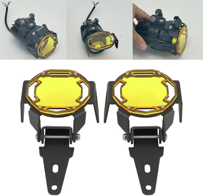 Fog Light Cover, Aluminum Motocycle Fog Light Guard Protective Cover LED Lamp Protector Fit for R1200GS/R1250GS LC(Yellow)