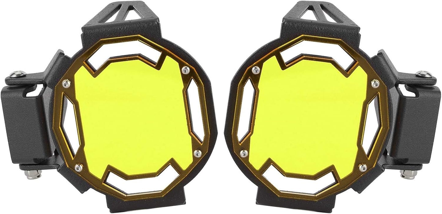 Fog Light Cover, Aluminum Motocycle Fog Light Guard Protective Cover LED Lamp Protector Fit for R1200GS/R1250GS LC(Yellow)