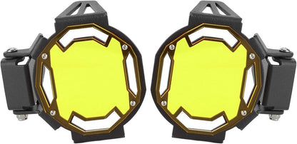 Fog Light Cover, Aluminum Motocycle Fog Light Guard Protective Cover LED Lamp Protector Fit for R1200GS/R1250GS LC(Yellow)