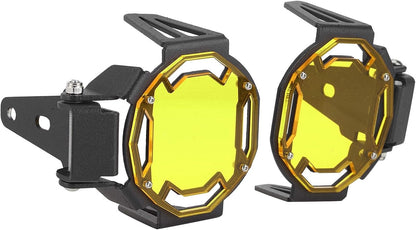 Fog Light Cover, Aluminum Motocycle Fog Light Guard Protective Cover LED Lamp Protector Fit for R1200GS/R1250GS LC(Yellow)