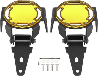 Fog Light Cover, Aluminum Motocycle Fog Light Guard Protective Cover LED Lamp Protector Fit for R1200GS/R1250GS LC(Yellow)