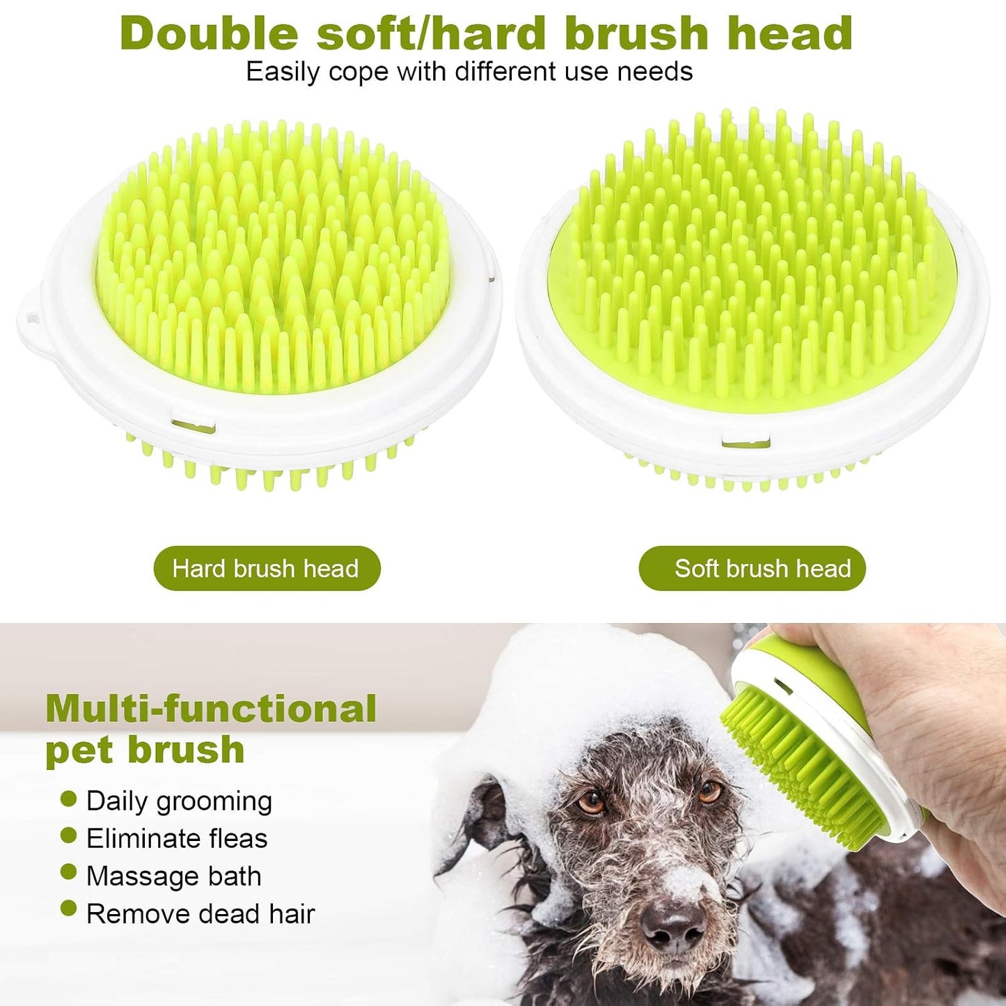 Pet Grooming Tool, for Dogs and Cats, Double Sided Head Massage Brush, ABS and TPE Material Comb, Multifunctional Deshedding and Cleaning Brush, Gentle Massage and Groomin (Yellow)