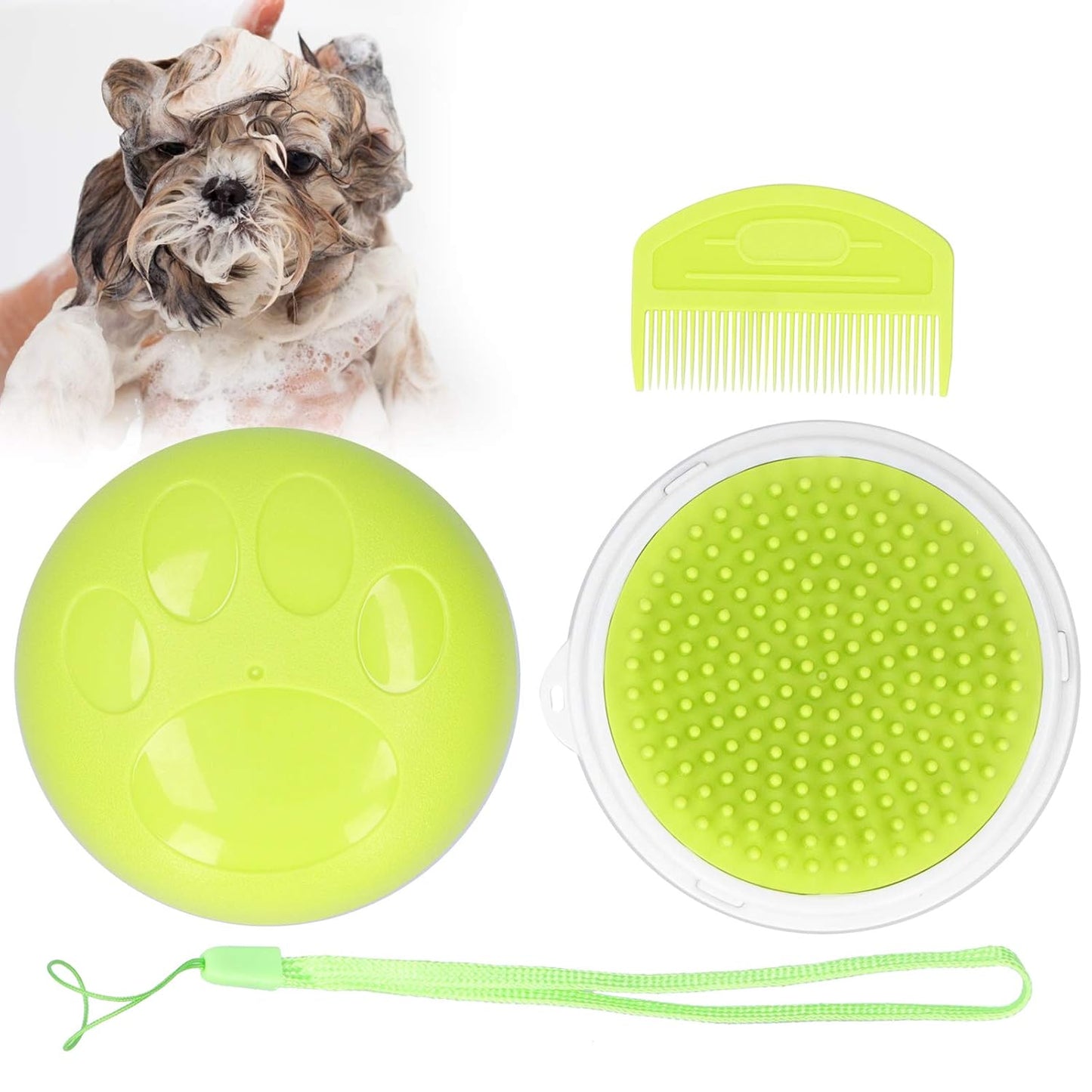 Pet Grooming Tool, for Dogs and Cats, Double Sided Head Massage Brush, ABS and TPE Material Comb, Multifunctional Deshedding and Cleaning Brush, Gentle Massage and Groomin (Yellow)