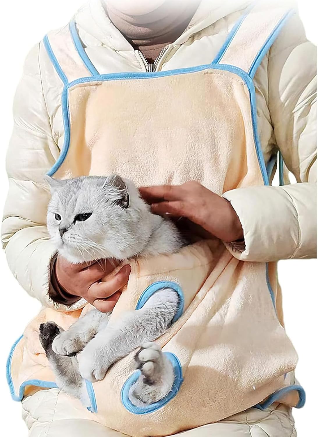 Adjustable Cat Apron with Holes, Pet Carrier Sleeping Bag, Pet Carrier Sling, Cat Side-Carrier Bag Cats Carrying Pouch for Puppy Cats Yellow