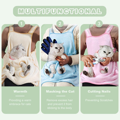 Adjustable Cat Apron with Holes, Pet Carrier Sleeping Bag, Pet Carrier Sling, Cat Side-Carrier Bag Cats Carrying Pouch for Puppy Cats Yellow