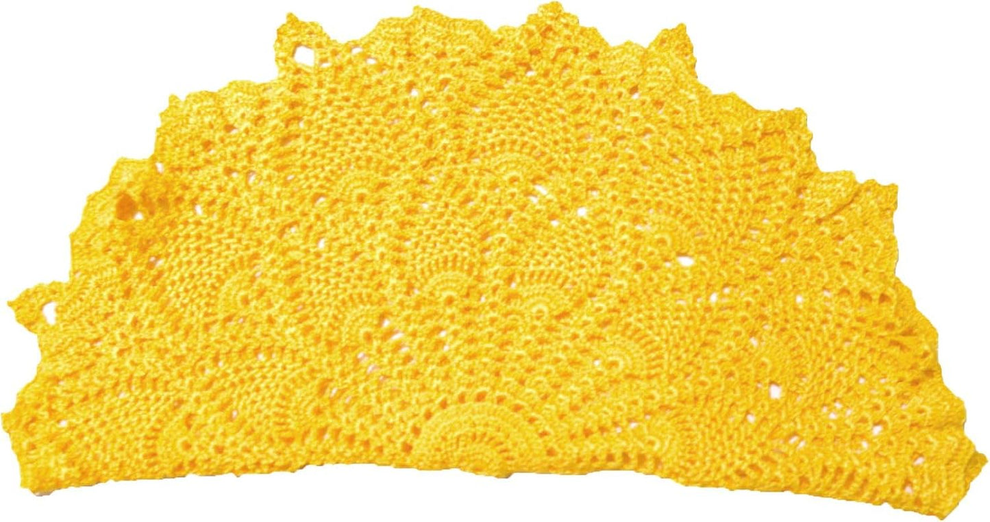2 PCS 16 inches to 17.5 inches Lace Placemats Table Doilies Round Handmade Crochet Doily Kitchen Coffee Cup Mug Mats Dinner Place Mats Yellow Coasters for Mother's Day Anniversary