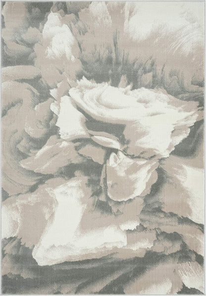 Rugs Modern 4' x 6' Neutral Beige & Cream Swirl Area Rug - Contemporary Geometric 3D Bedroom Rug