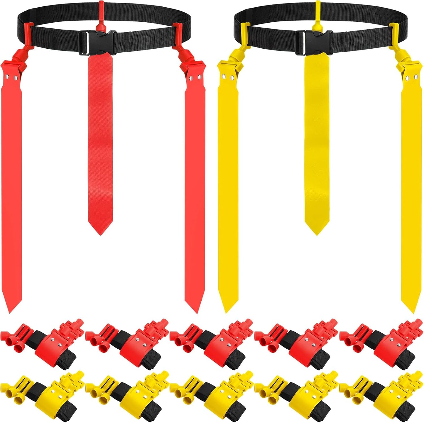 10/12 Players Flag Football Belts and Flags Adjustable Football Belts for Kids Teens Adults Team Training Sport Event