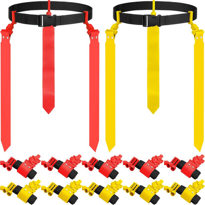 10/12 Players Flag Football Belts and Flags Adjustable Football Belts for Kids Teens Adults Team Training Sport Event