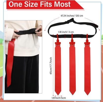 10/12 Players Flag Football Belts and Flags Adjustable Football Belts for Kids Teens Adults Team Training Sport Event
