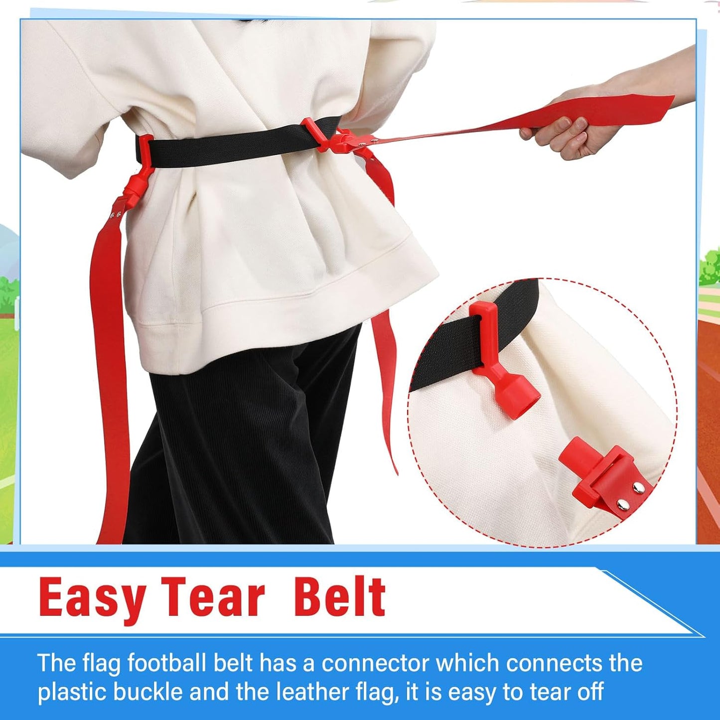 10/12 Players Flag Football Belts and Flags Adjustable Football Belts for Kids Teens Adults Team Training Sport Event