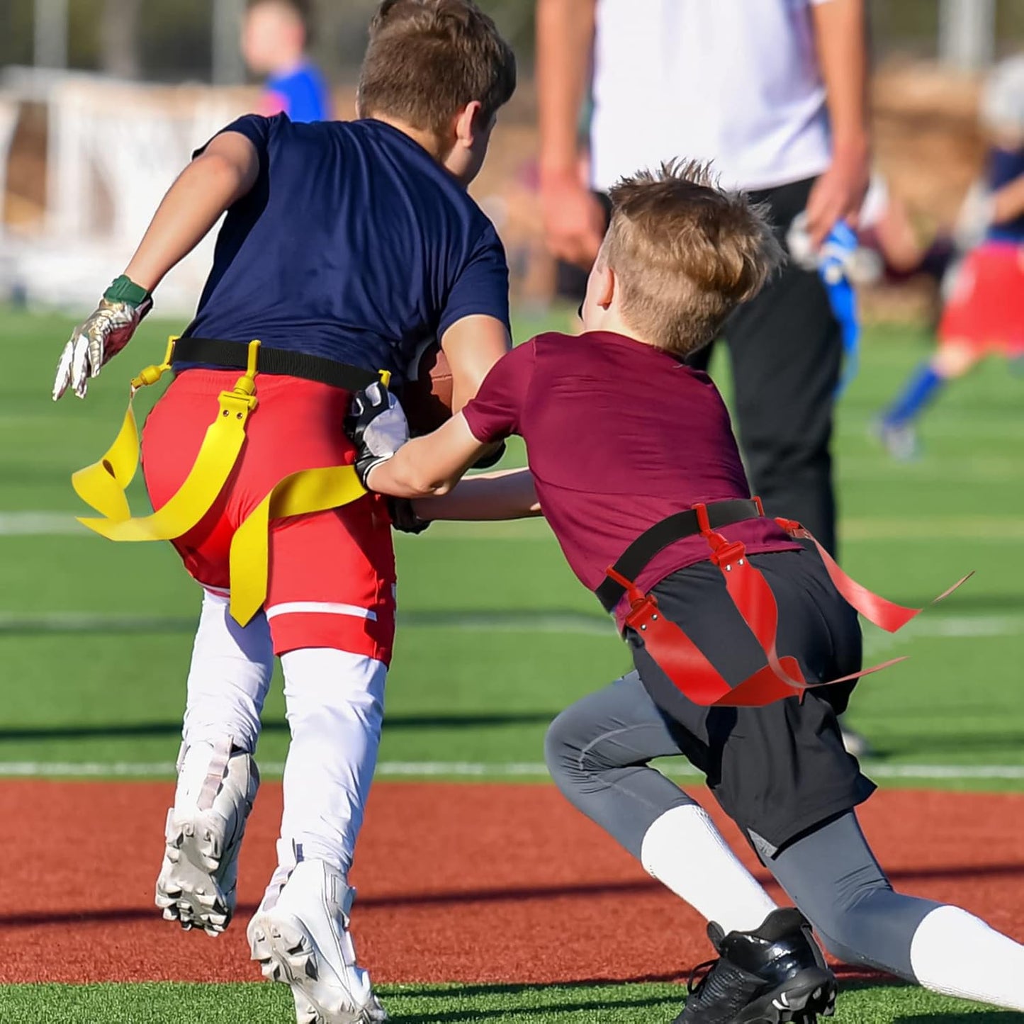 10/12 Players Flag Football Belts and Flags Adjustable Football Belts for Kids Teens Adults Team Training Sport Event