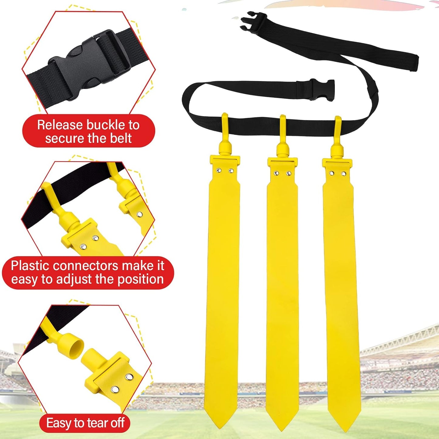 10/12 Players Flag Football Belts and Flags Adjustable Football Belts for Kids Teens Adults Team Training Sport Event