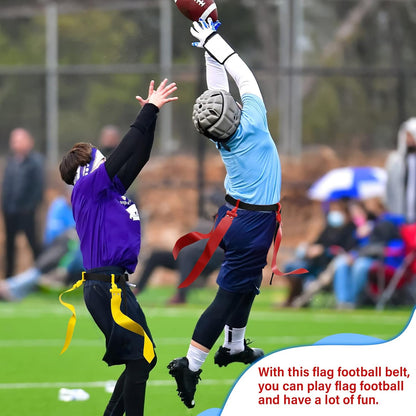 10/12 Players Flag Football Belts and Flags Adjustable Football Belts for Kids Teens Adults Team Training Sport Event