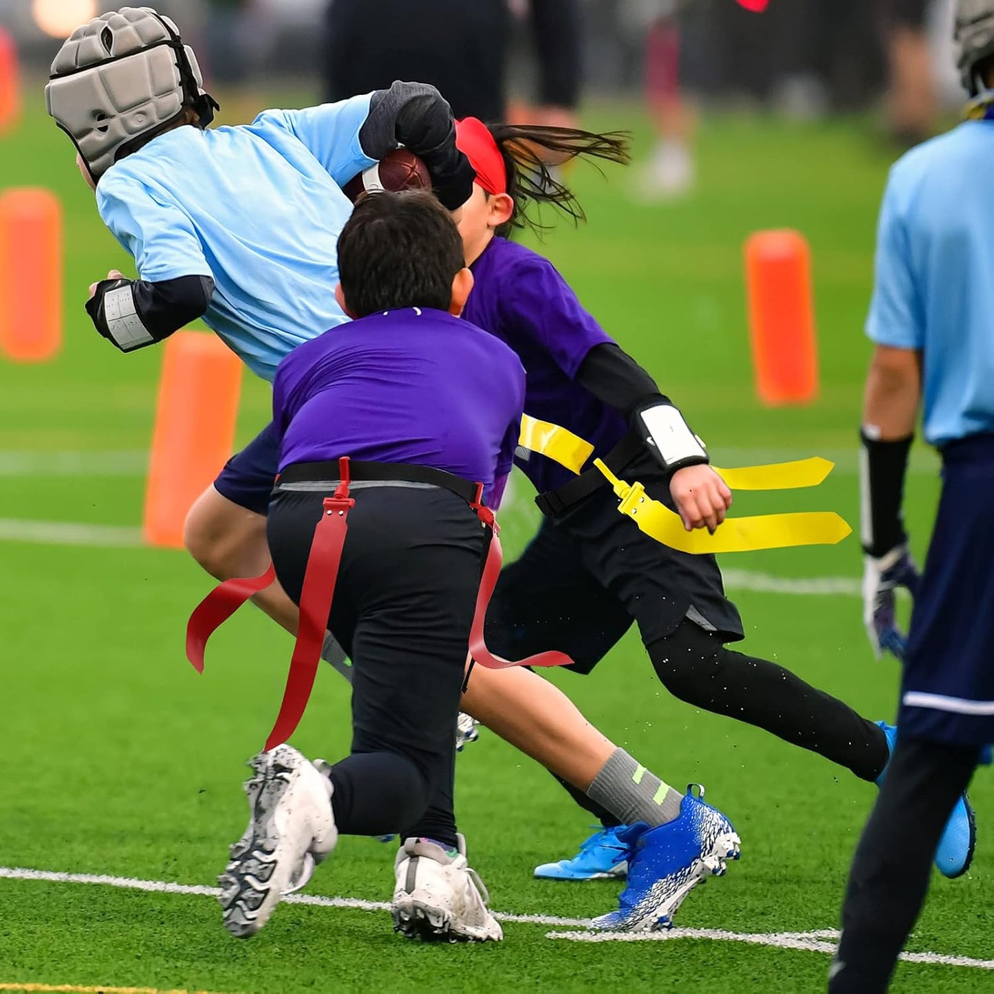10/12 Players Flag Football Belts and Flags Adjustable Football Belts for Kids Teens Adults Team Training Sport Event