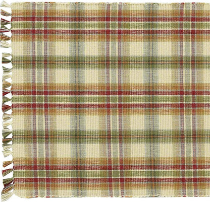Lemon Pepper Table Runner, 13 x 54 | Cotton | Rustic Red, Olive & Mustard Plaid | Protective Farmhouse Table Decor Accent