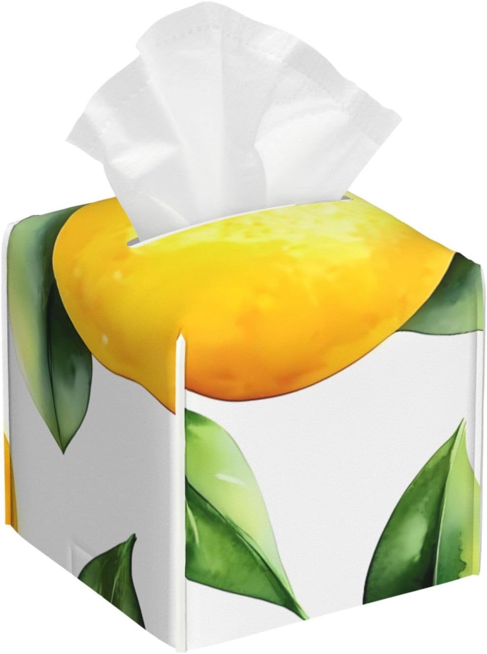 Lemon Fruits Square Leather Tissue Box Cover, Waterproof Decorative Napkin Holder Organizer for Car, Office, Home