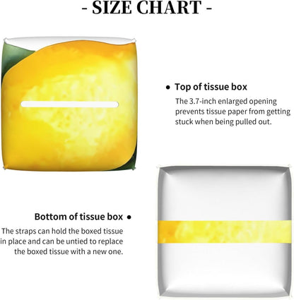 Lemon Fruits Square Leather Tissue Box Cover, Waterproof Decorative Napkin Holder Organizer for Car, Office, Home