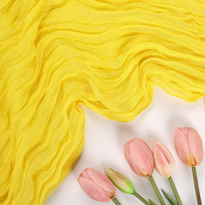 12 Pack Yellow Cheesecloth Table Runner 10FT Boho Cheese Cloths Gauze Fabric Table Runners 120 Inch Rustic Sheer for Summer Wedding Birthday Party Baby Shower Holiday Home