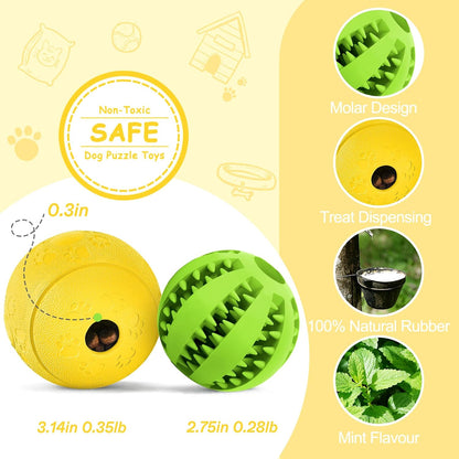 Dog Puzzle Toy 2 Pack, Interactive Dog Toys for Treat Dispensing, Durable Puppy Toys for Teething Small Dogs, Dog Treat Ball for Teeth / Slow Feeder/ IQ Training/ Playing