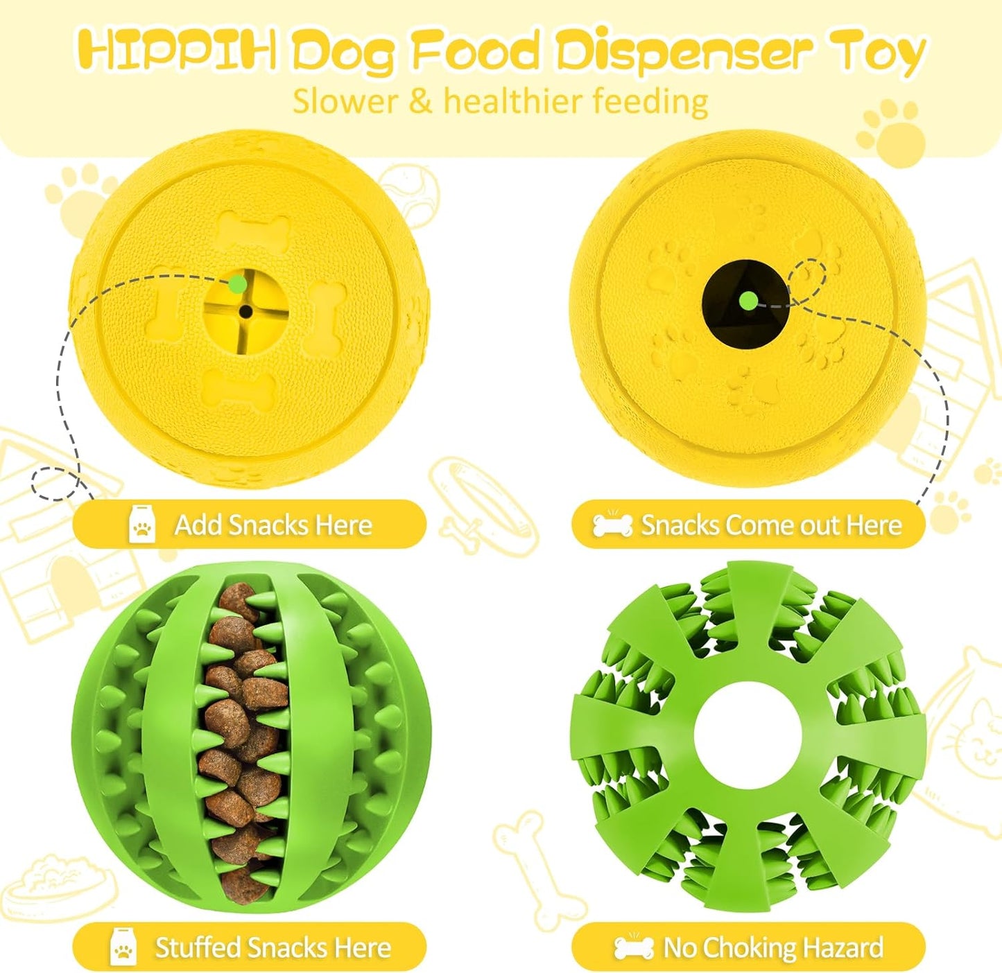 Dog Puzzle Toy 2 Pack, Interactive Dog Toys for Treat Dispensing, Durable Puppy Toys for Teething Small Dogs, Dog Treat Ball for Teeth / Slow Feeder/ IQ Training/ Playing