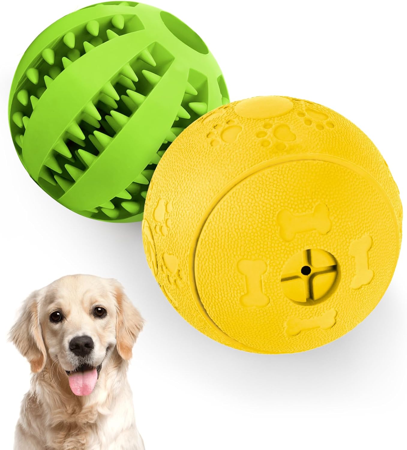 Dog Puzzle Toy 2 Pack, Interactive Dog Toys for Treat Dispensing, Durable Puppy Toys for Teething Small Dogs, Dog Treat Ball for Teeth / Slow Feeder/ IQ Training/ Playing