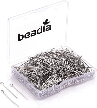 Open Eye Pins Platinum Head Pins for DIY Jewelry Making 30mm 300pcs